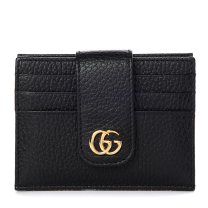 Gucci Pebbled Calfskin GG Marmont Card Case Black 1 of 8
