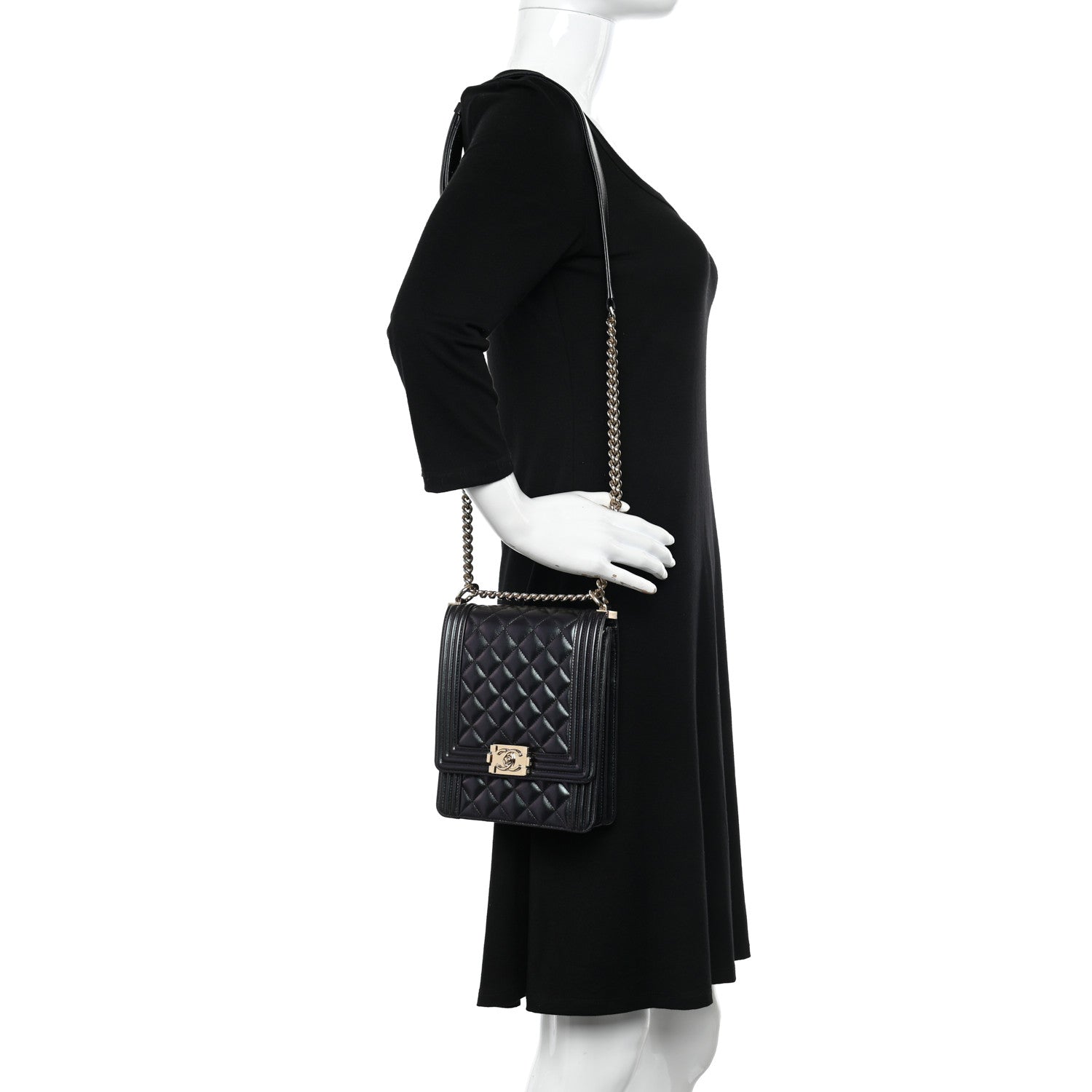 Chanel Calfskin Quilted North South Boy Flap Black 2 of 10
