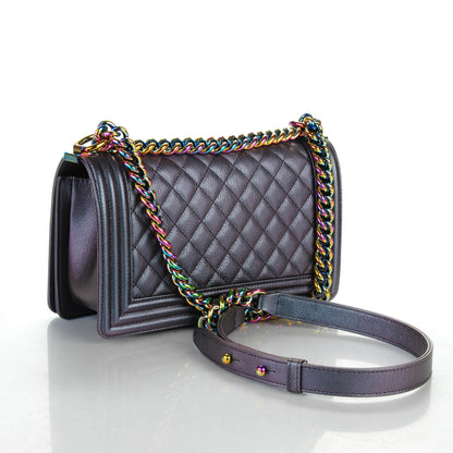Chanel Iridescent Goatskin Quilted Medium Boy Flap Purple 3 of 7