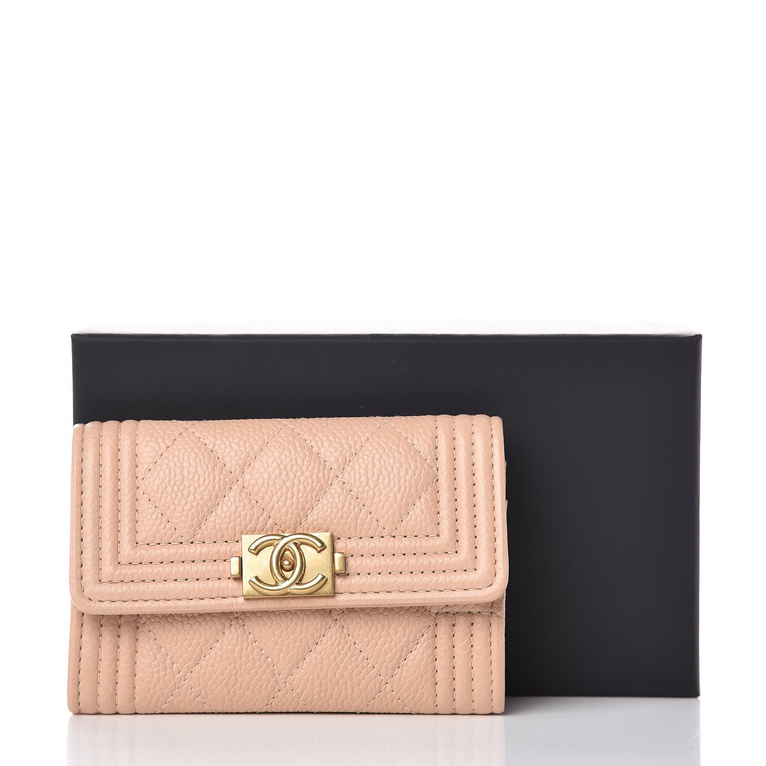 Chanel Caviar Quilted Boy Card Holder Wallet Beige Clair 9 of 9