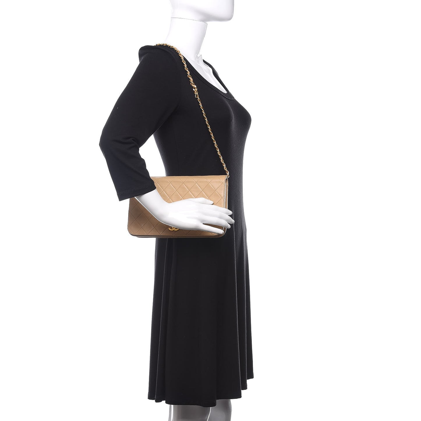 Lambskin Quilted Medium Single Flap Beige