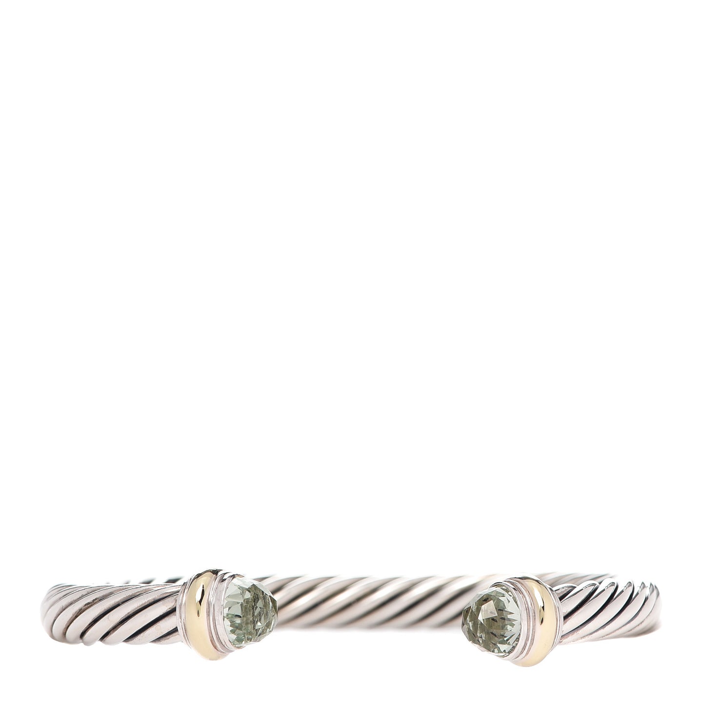 Sterling Silver 14K Yellow Gold Prasiolite 7mm Cable Classics Bracelet
