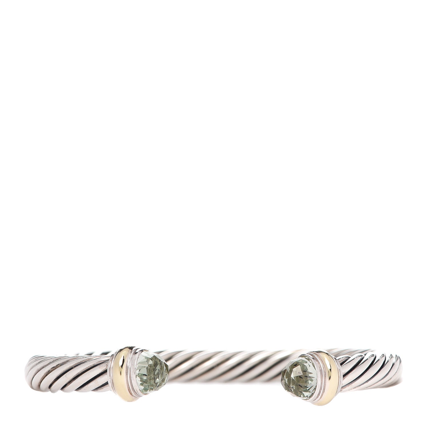 David Yurman Sterling Silver 14K Yellow Gold Prasiolite 7mm Cable Classics Bracelet 1 of 4