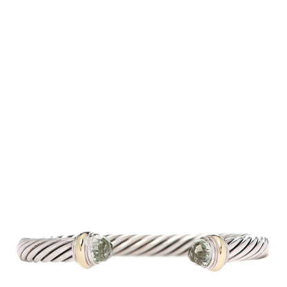 David Yurman Sterling Silver 14K Yellow Gold Prasiolite 7mm Cable Classics Bracelet 1 of 4