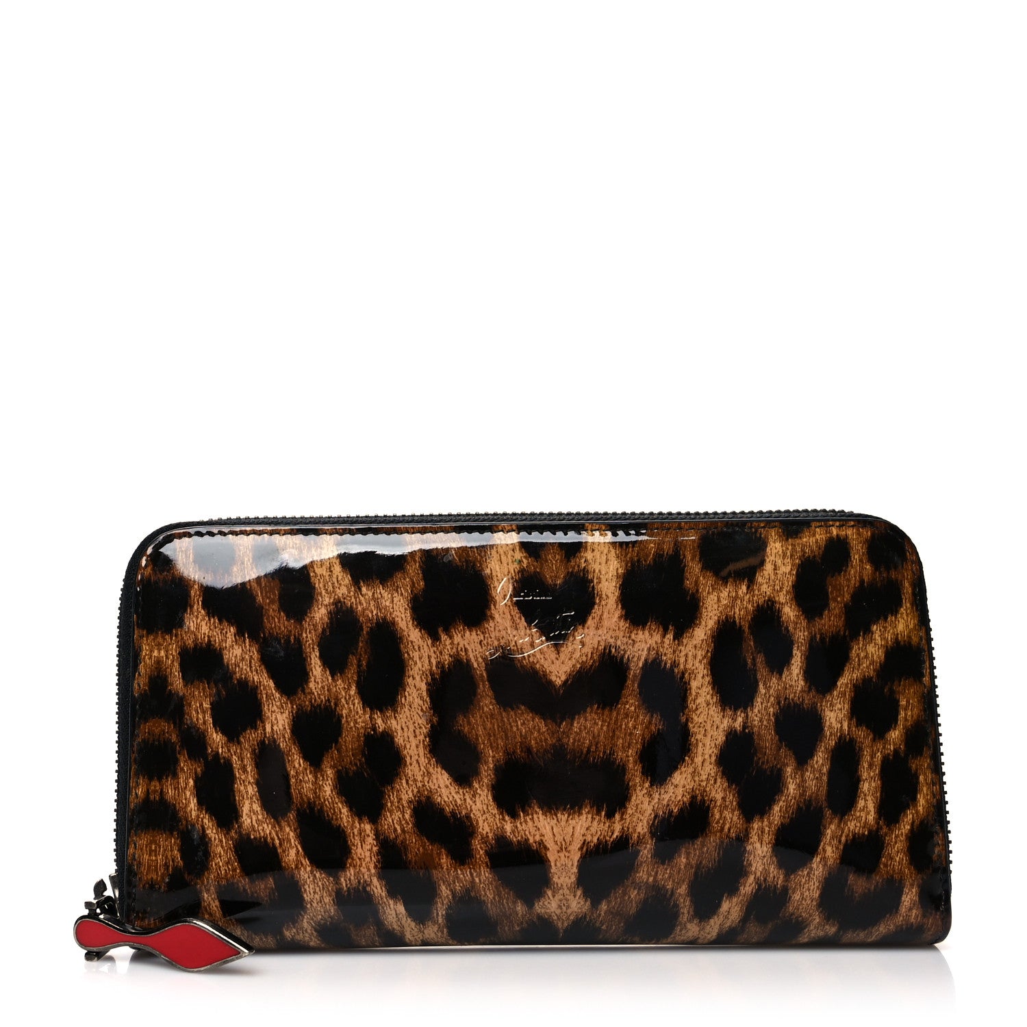 Christian Louboutin Patent Calfskin Panettone Zip Around Wallet Leopard 1 of 8