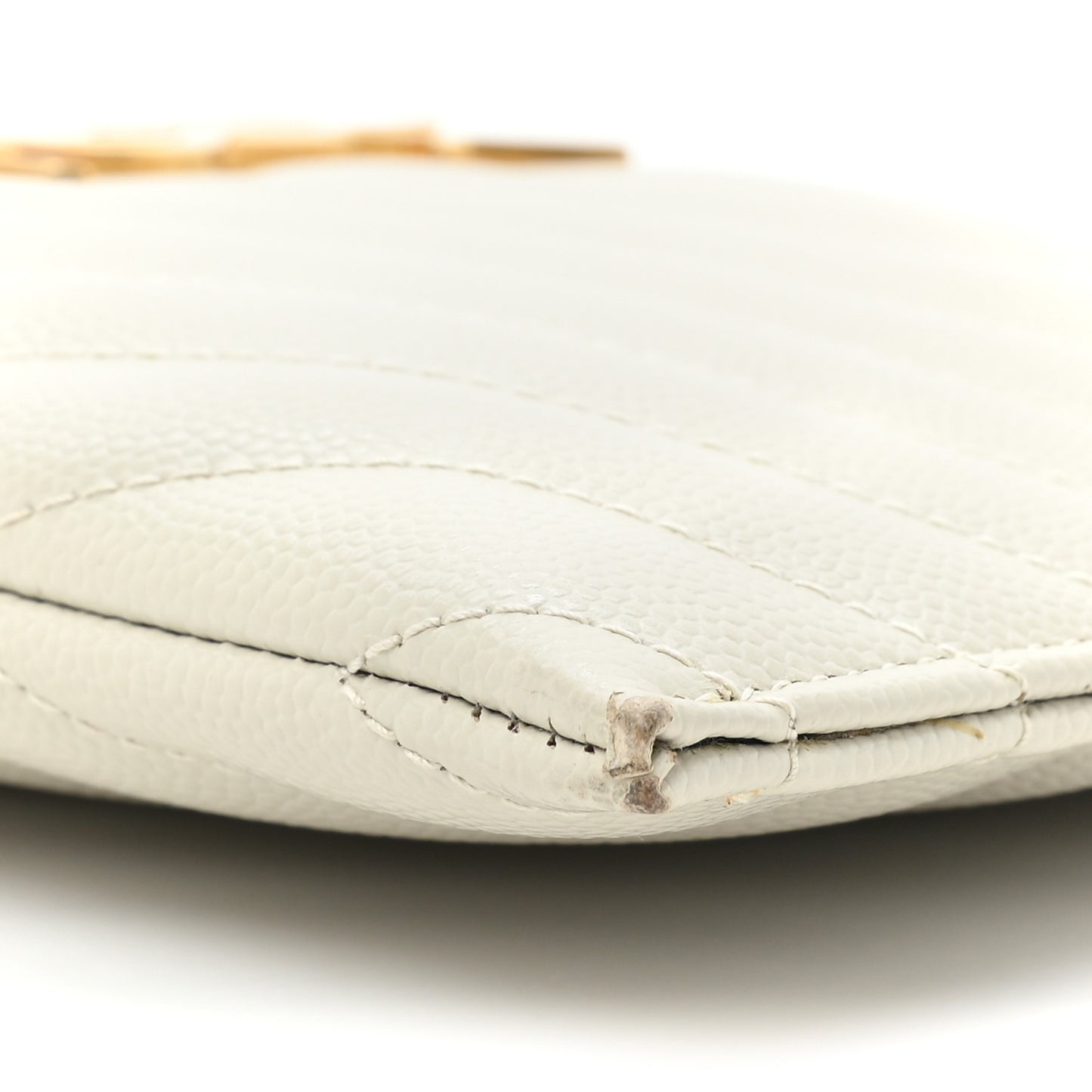 Grain De Poudre Matelasse Chevron Monogram Bill Pouch Blanc Vintage