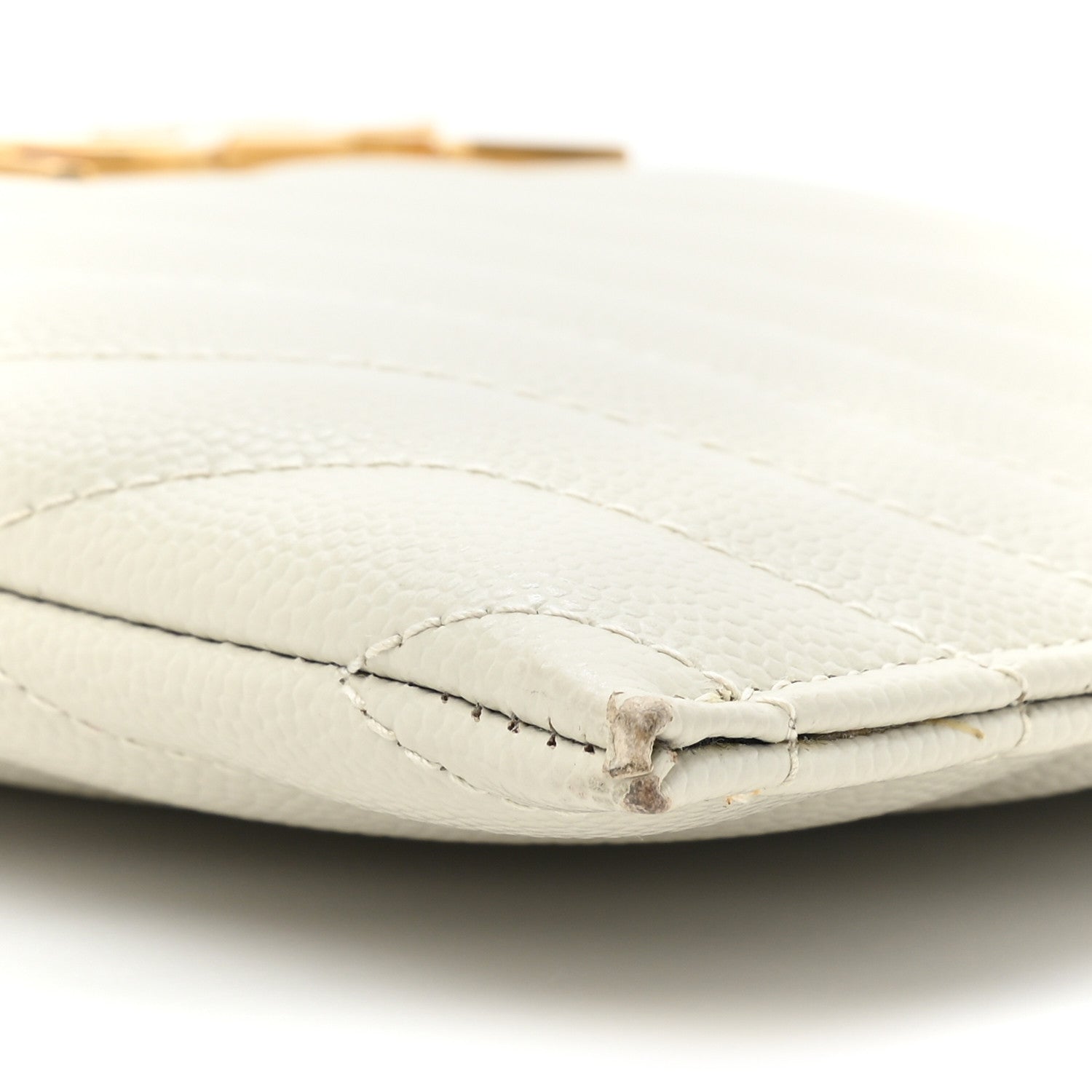 Saint Laurent Grain De Poudre Matelasse Chevron Monogram Bill Pouch Blanc Vintage 8 of 12