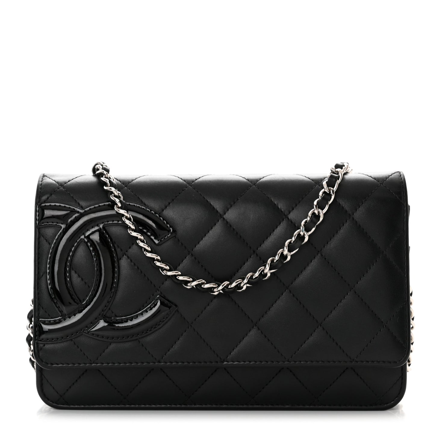 Calfskin Quilted Cambon Wallet on Chain WOC Black