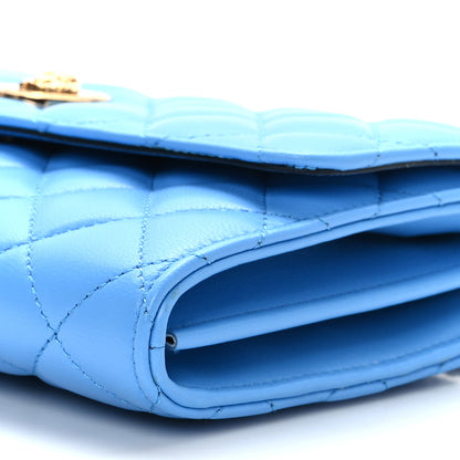 Versace Calfskin Icon Quilted Wallet On Chain Crossbody Blue 8 of 8