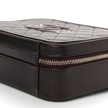 Chanel Iridescent Caviar Quilted Medium CC Filigree Vanity Case Burgundy 10 of 14