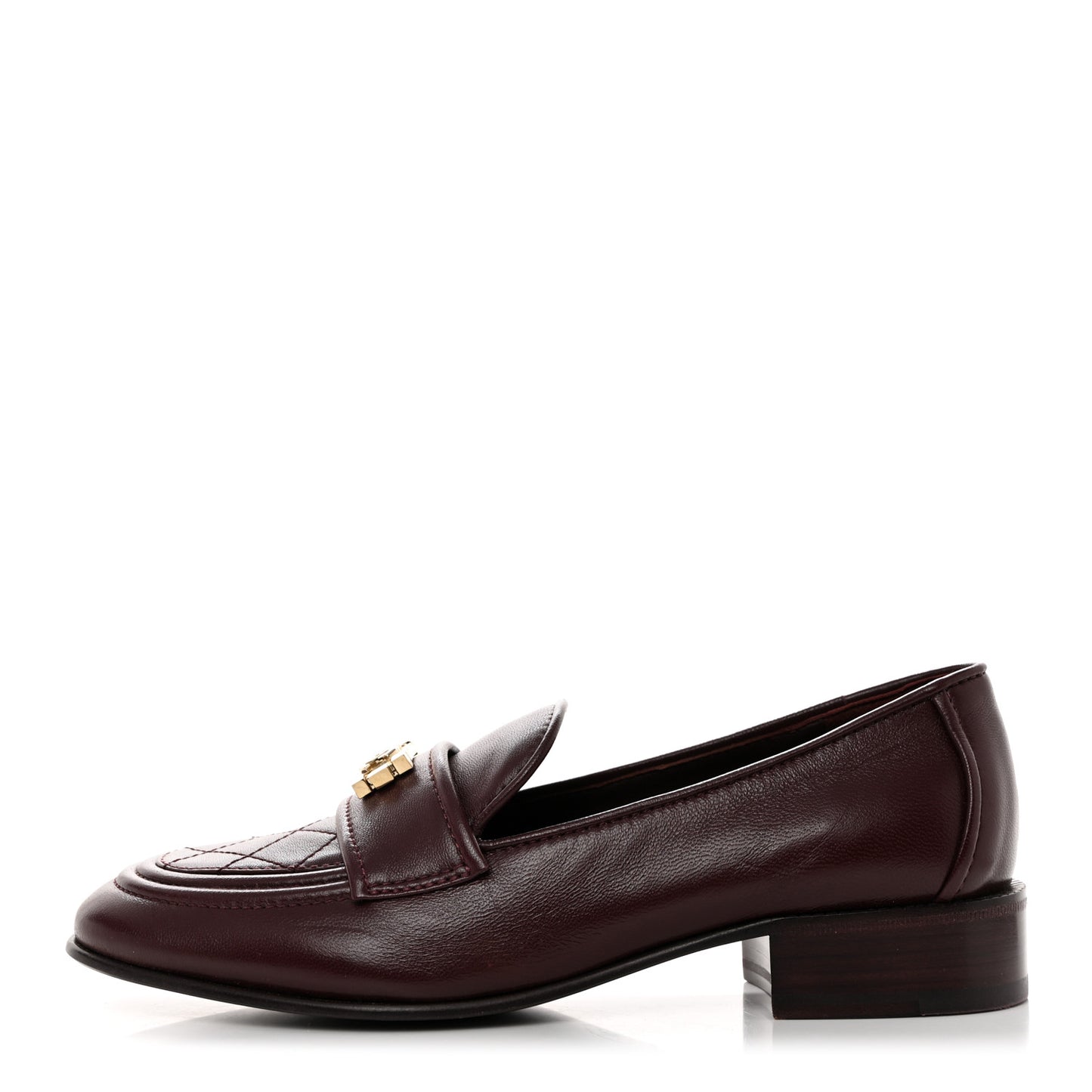 Lambskin Quilted Boy Loafers 37 Burgundy