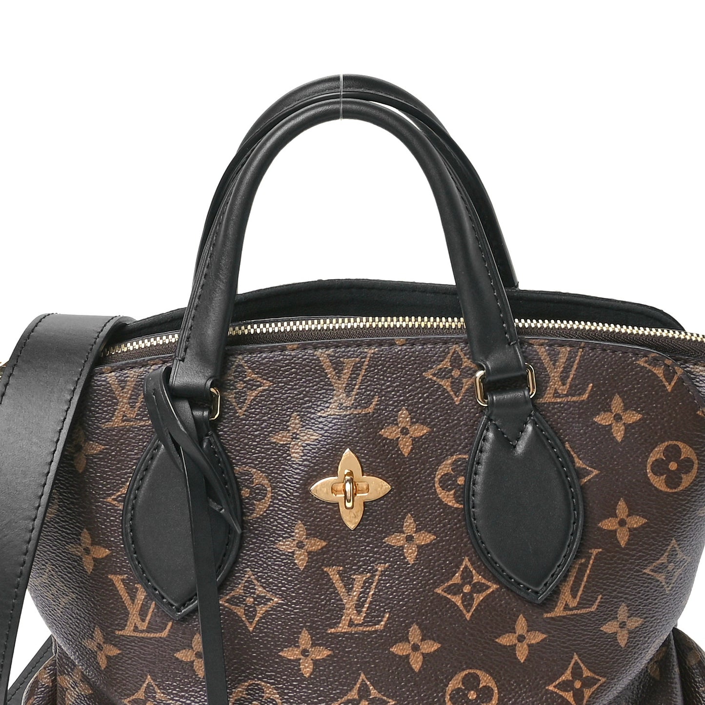Monogram Flower Zipped Tote PM Black