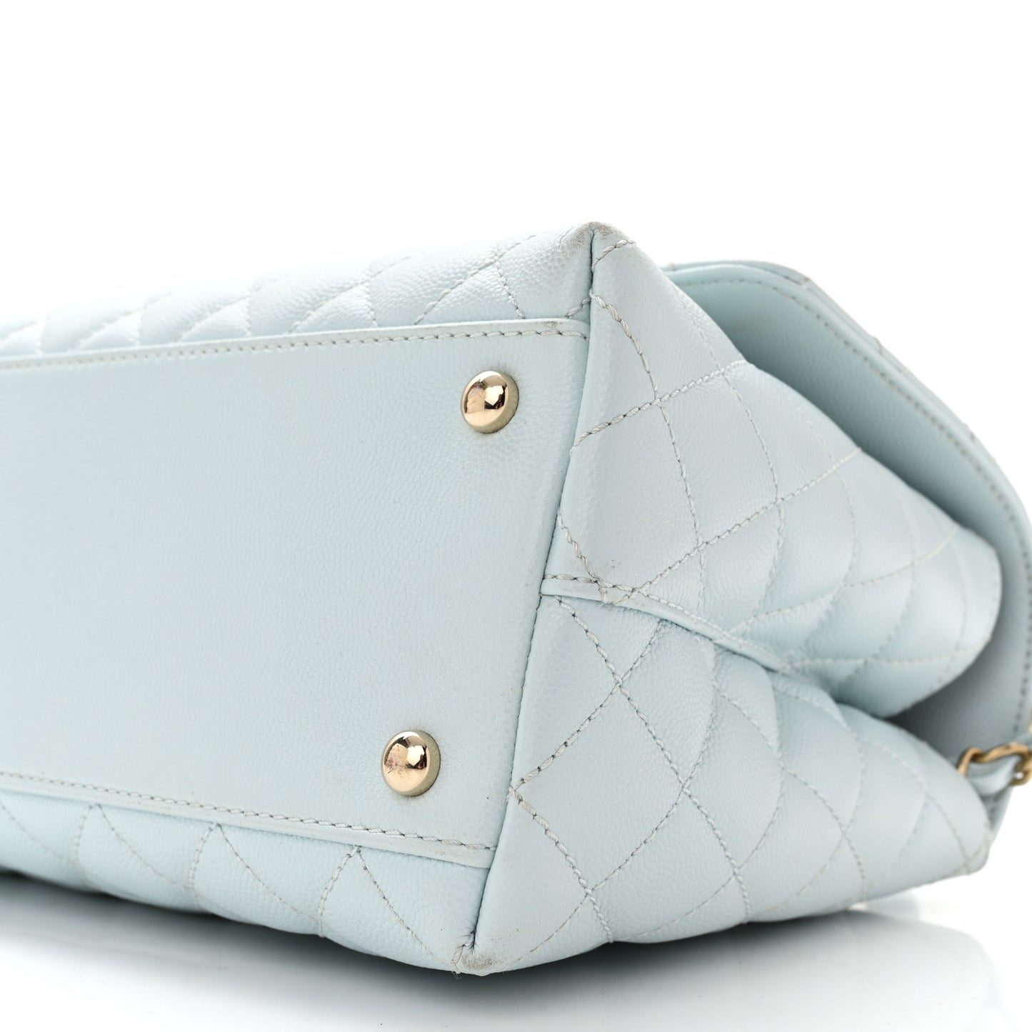 Caviar Quilted Small Coco Handle Flap Light Blue