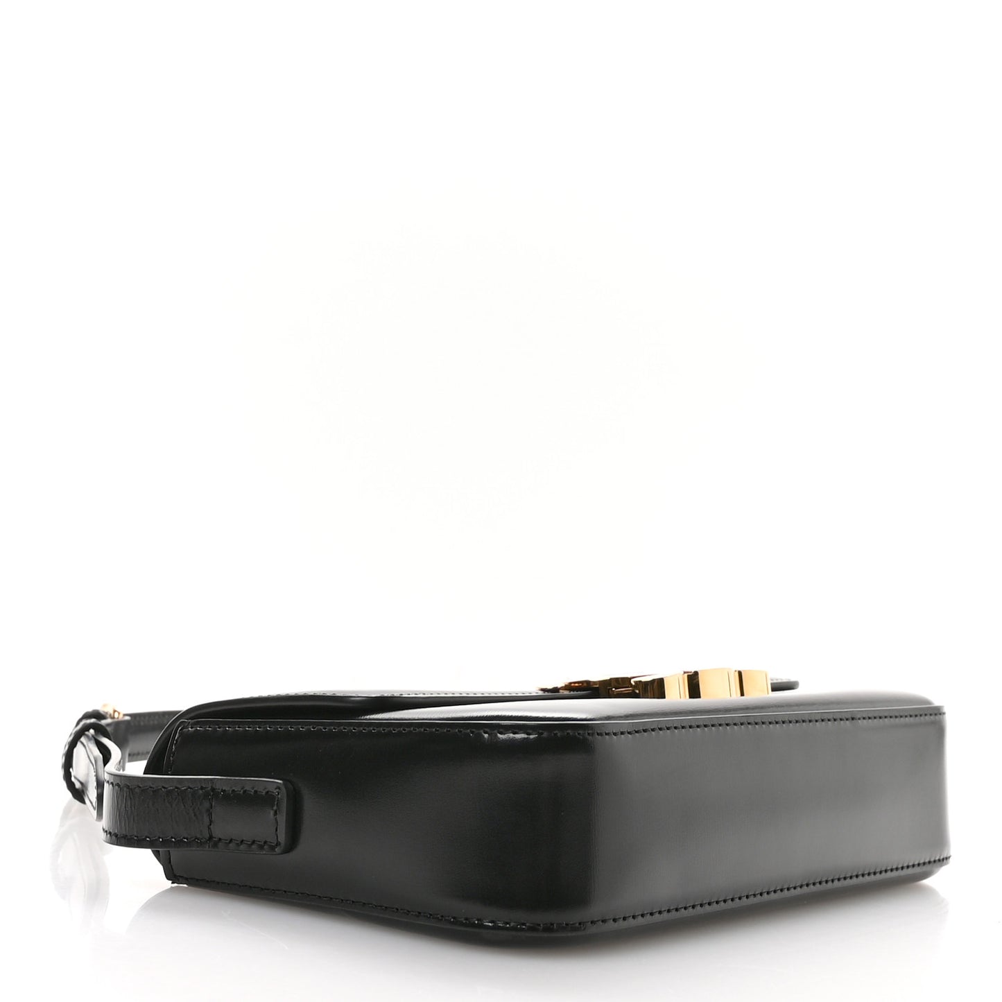 Shiny Calfskin Triomphe Shoulder Bag Black