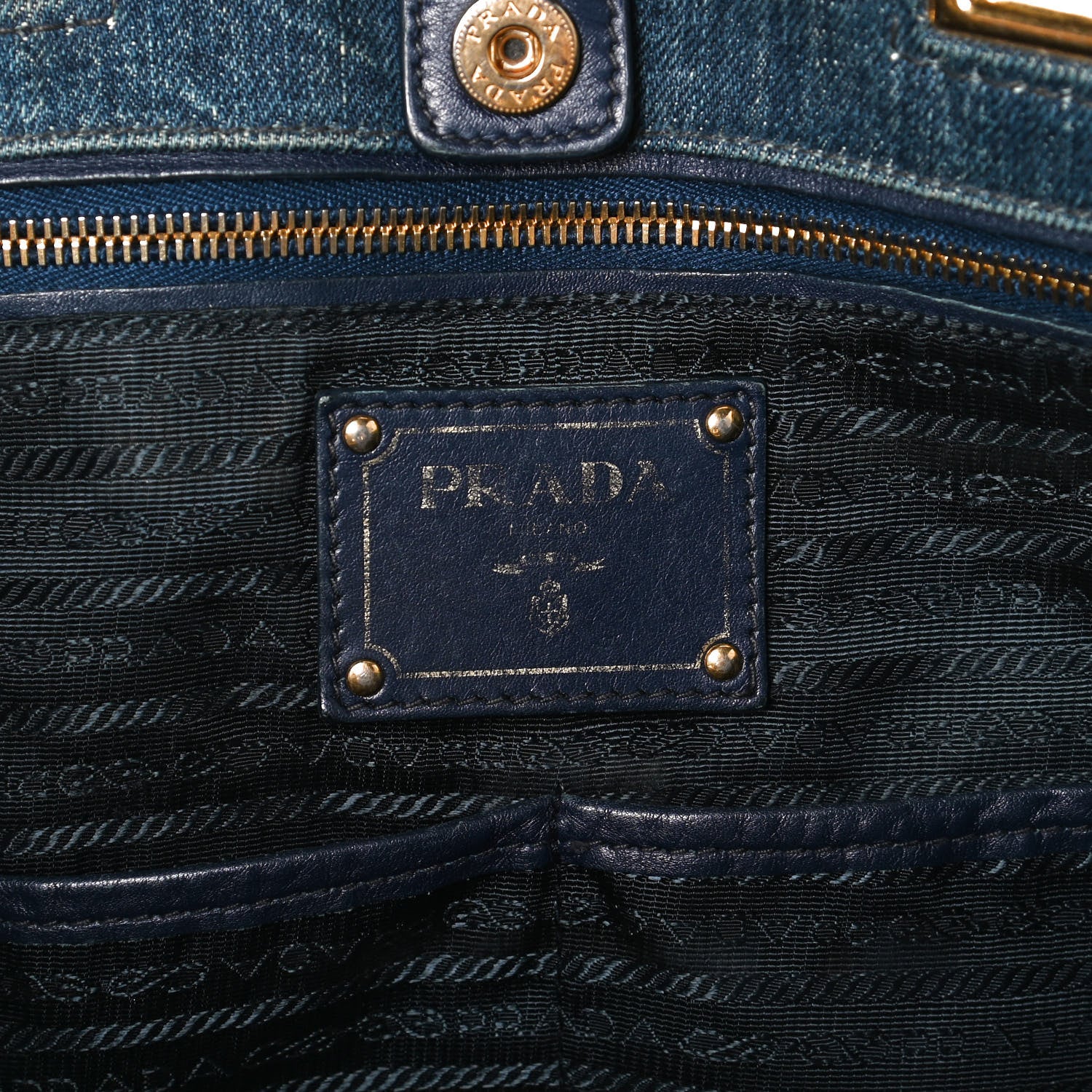 Prada Denim Large Logo Shopping Tote 6 of 10