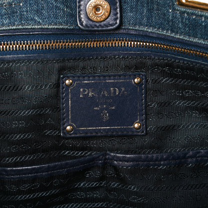 Prada Denim Large Logo Shopping Tote 6 of 10