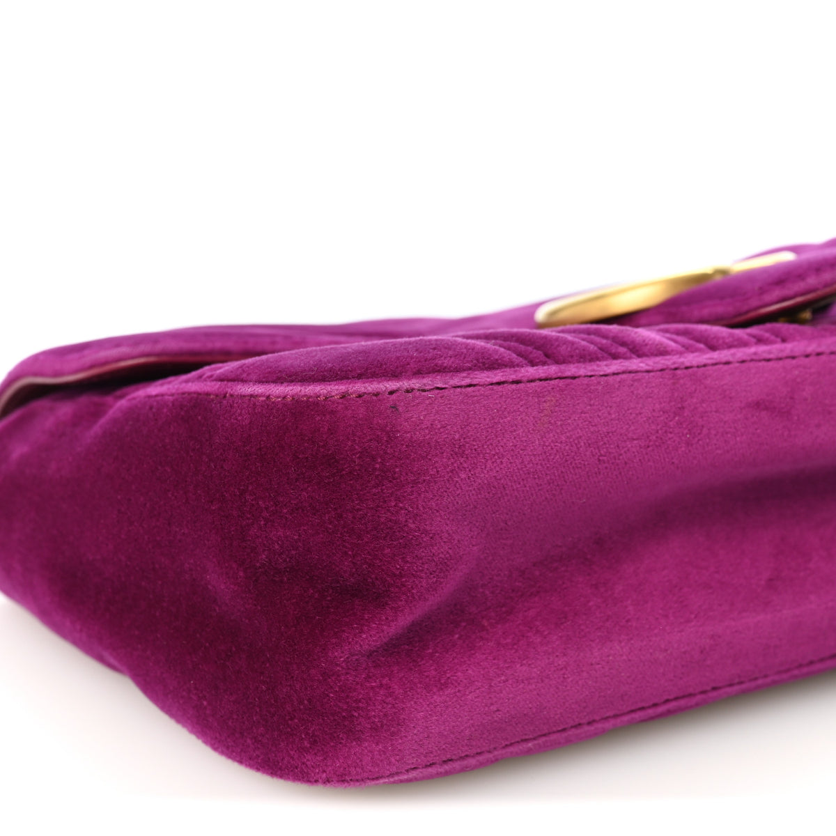 Gucci Velvet Matelasse Small GG Marmont Shoulder Bag Fuchsia Violet Cyclamen 8 of 9