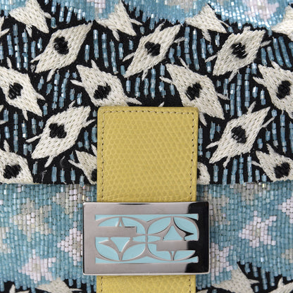 Fendi Beaded Lizard Mama Baguette Blue Yellow 14 of 14