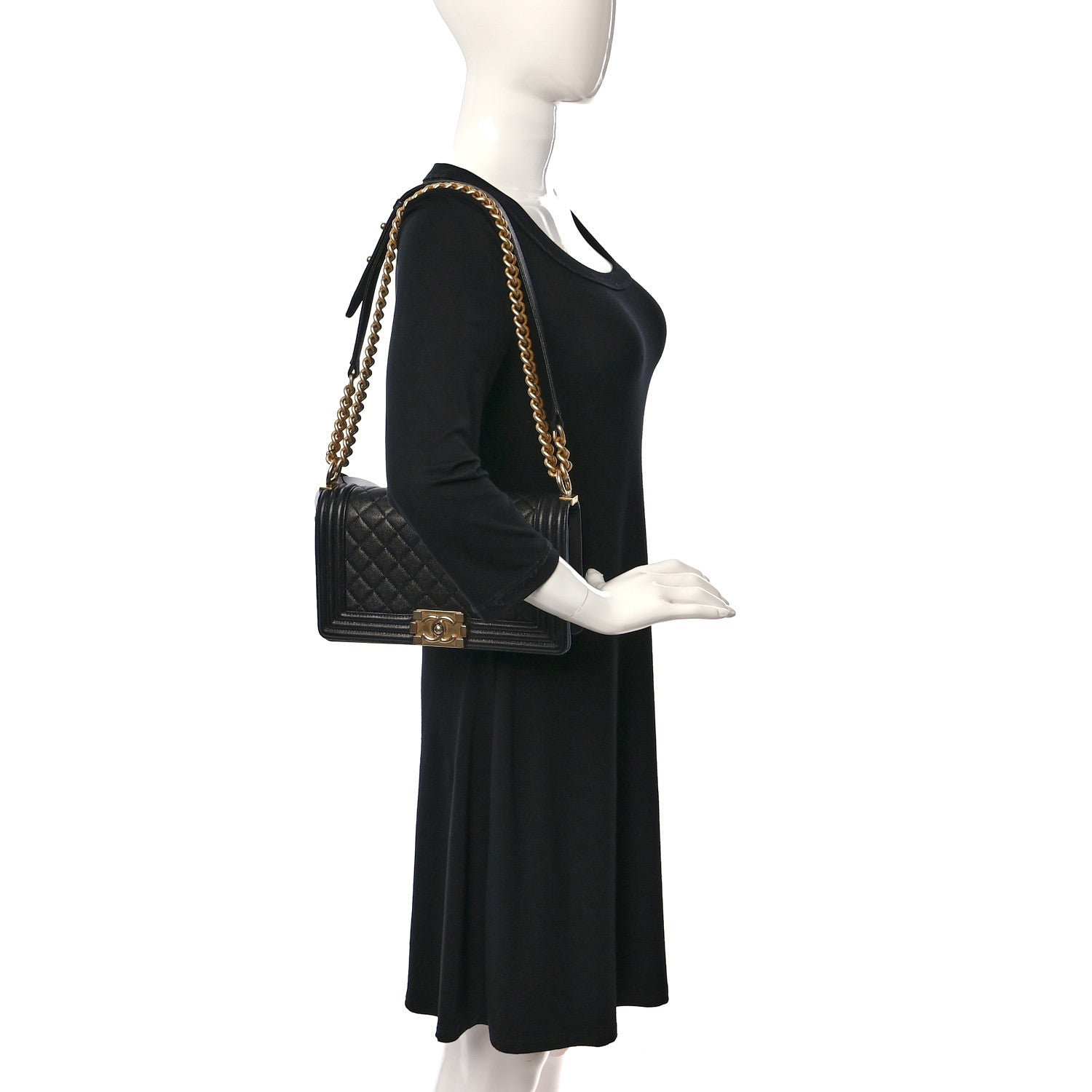 Chanel Caviar Quilted Medium Boy Flap Black 2 of 10