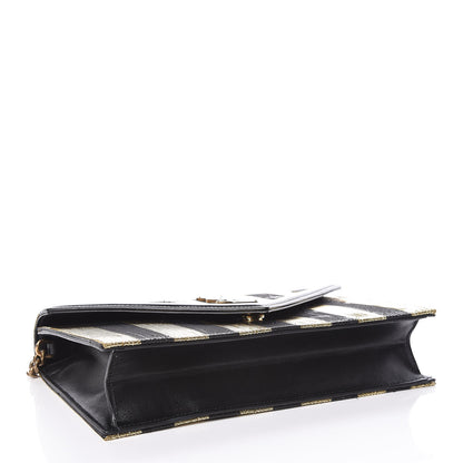 Saint Laurent Metallic Silk Calfskin Striped Le Sept Chain Bag Black Gold 4 of 10