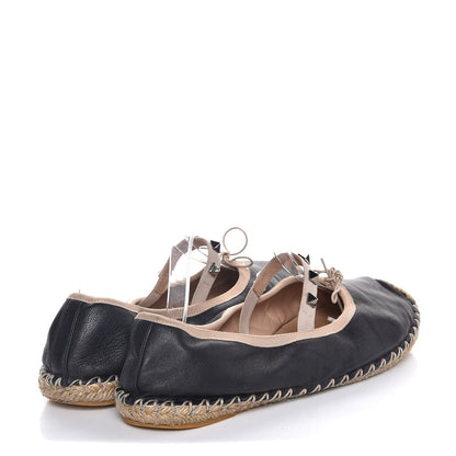 Valentino Garavani Nappa Rockstud Ballerina Espadrille Flats 39 Black 4 of 10