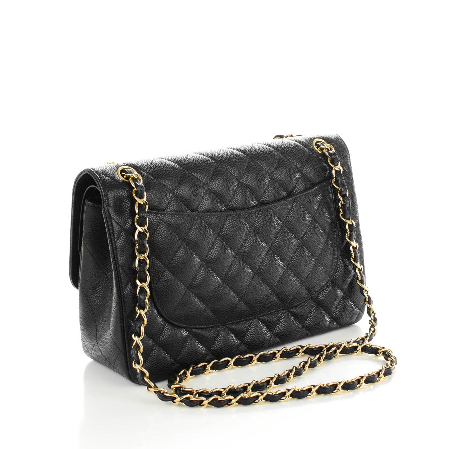 Caviar Quilted Jumbo Double Flap Black