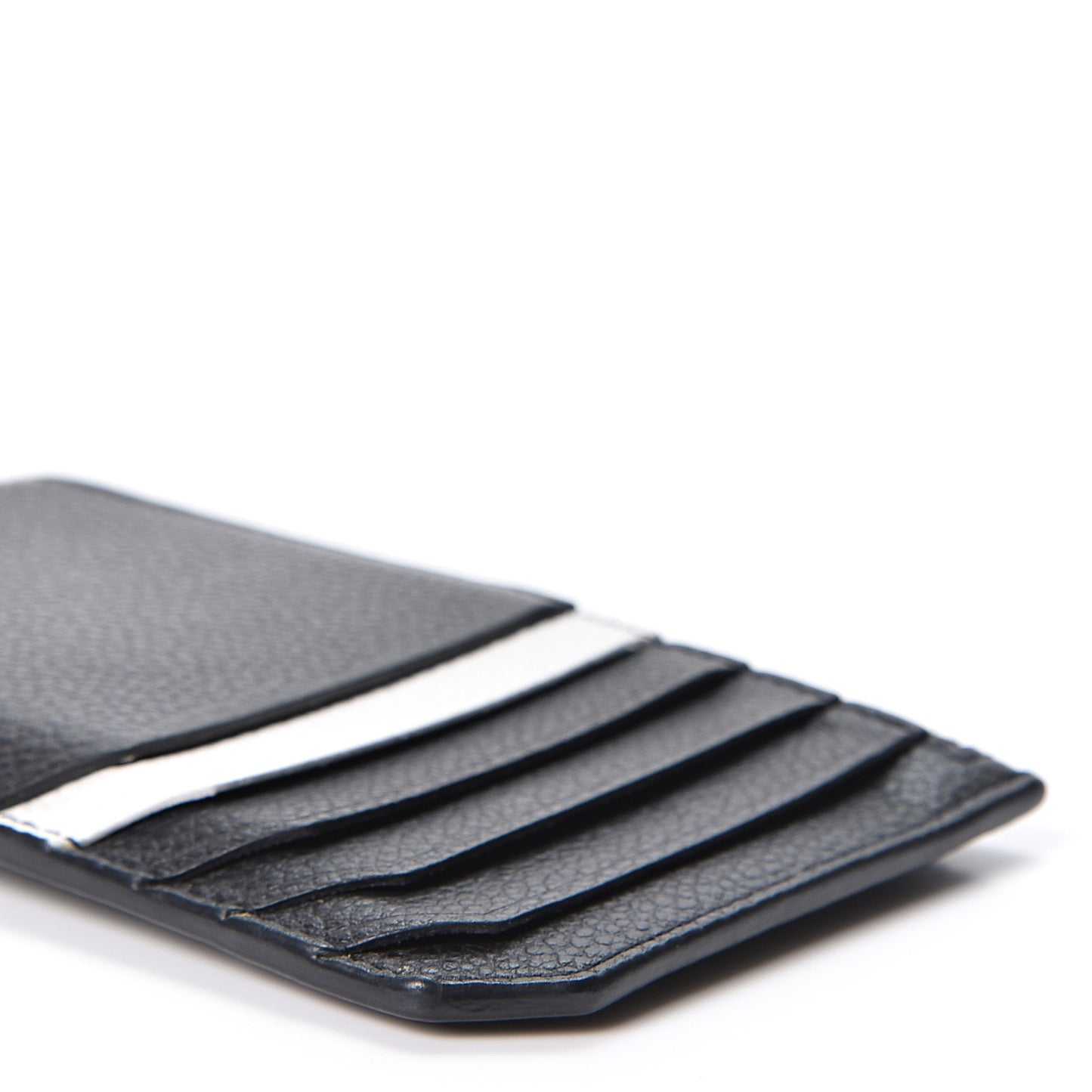 Grained Calfskin 5 Fragments Zip Pouch Card Holder Black