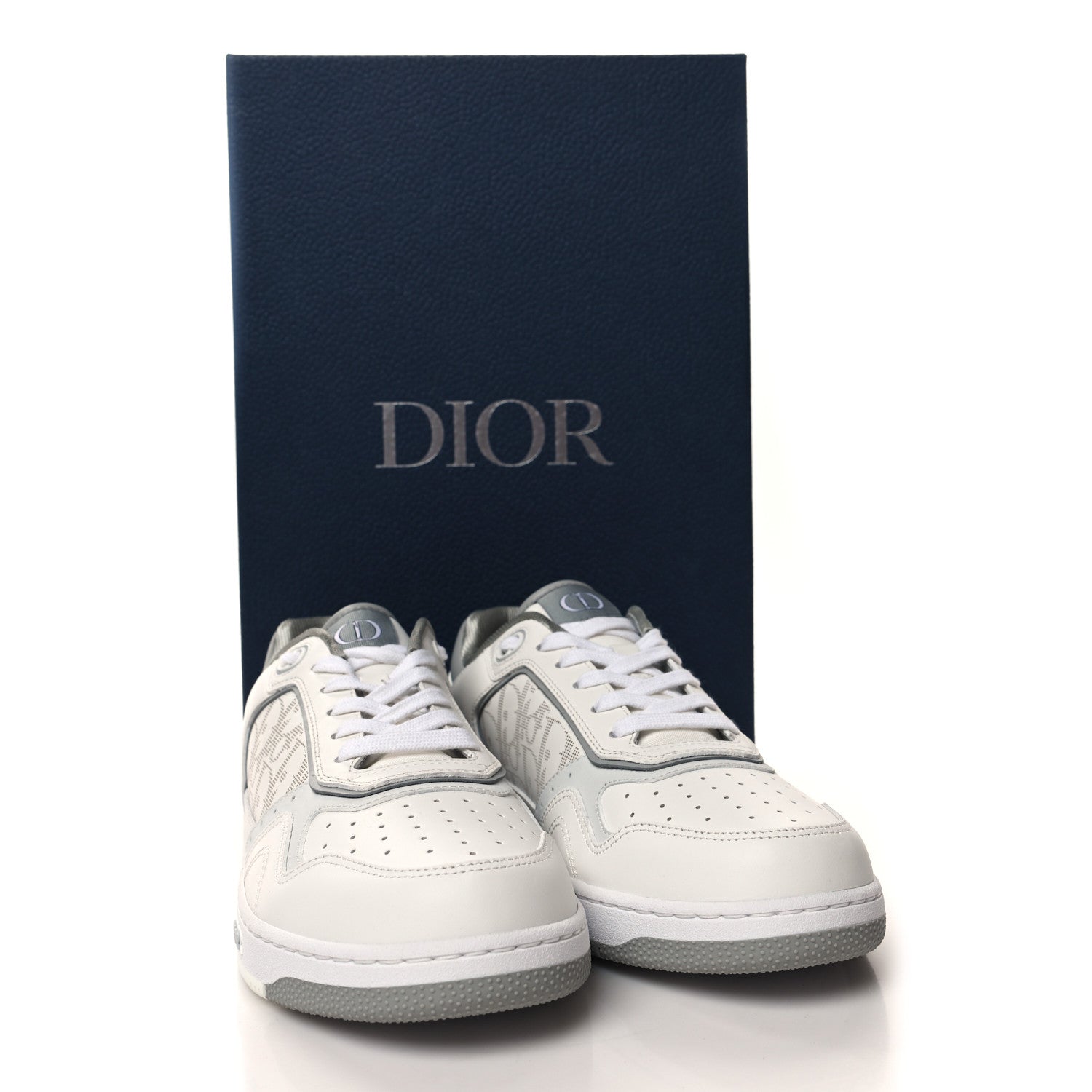 Christian Dior Smooth Calfskin Oblique Galaxy Perforated Mens B27 Low Top Sneakers 42 White Grey 9 of 9