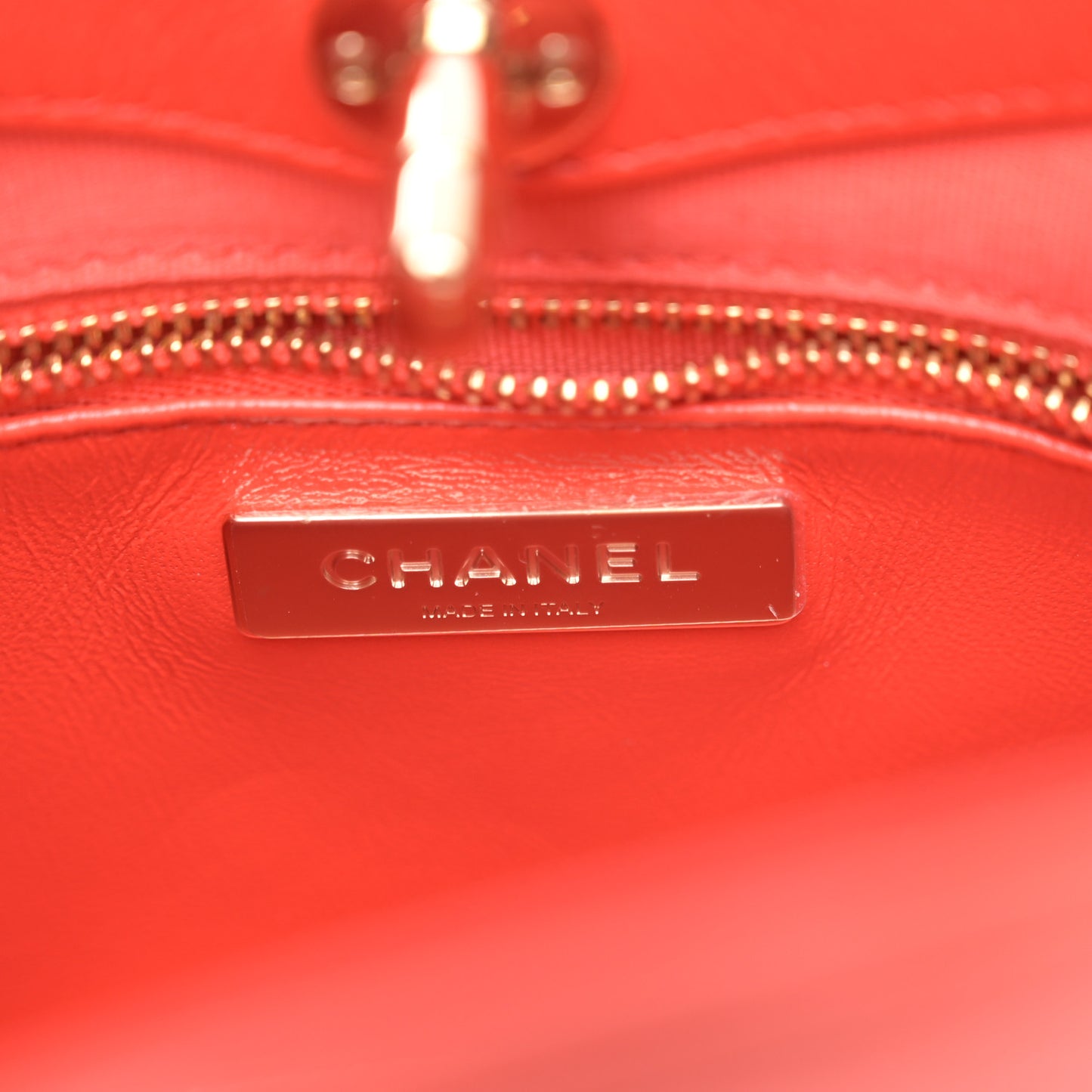 Shiny Lambskin Quilted Mini 31 Shopping Bag Orange