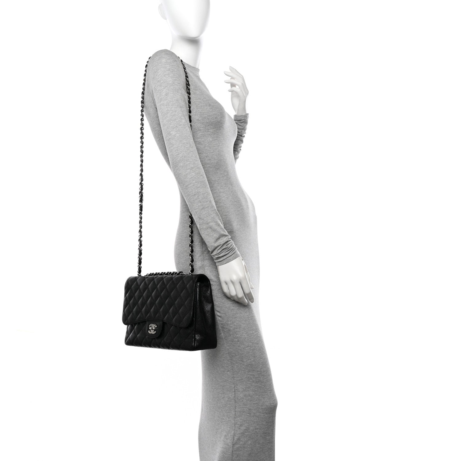 Chanel Caviar Quilted Jumbo Single Flap Black 2 of 17