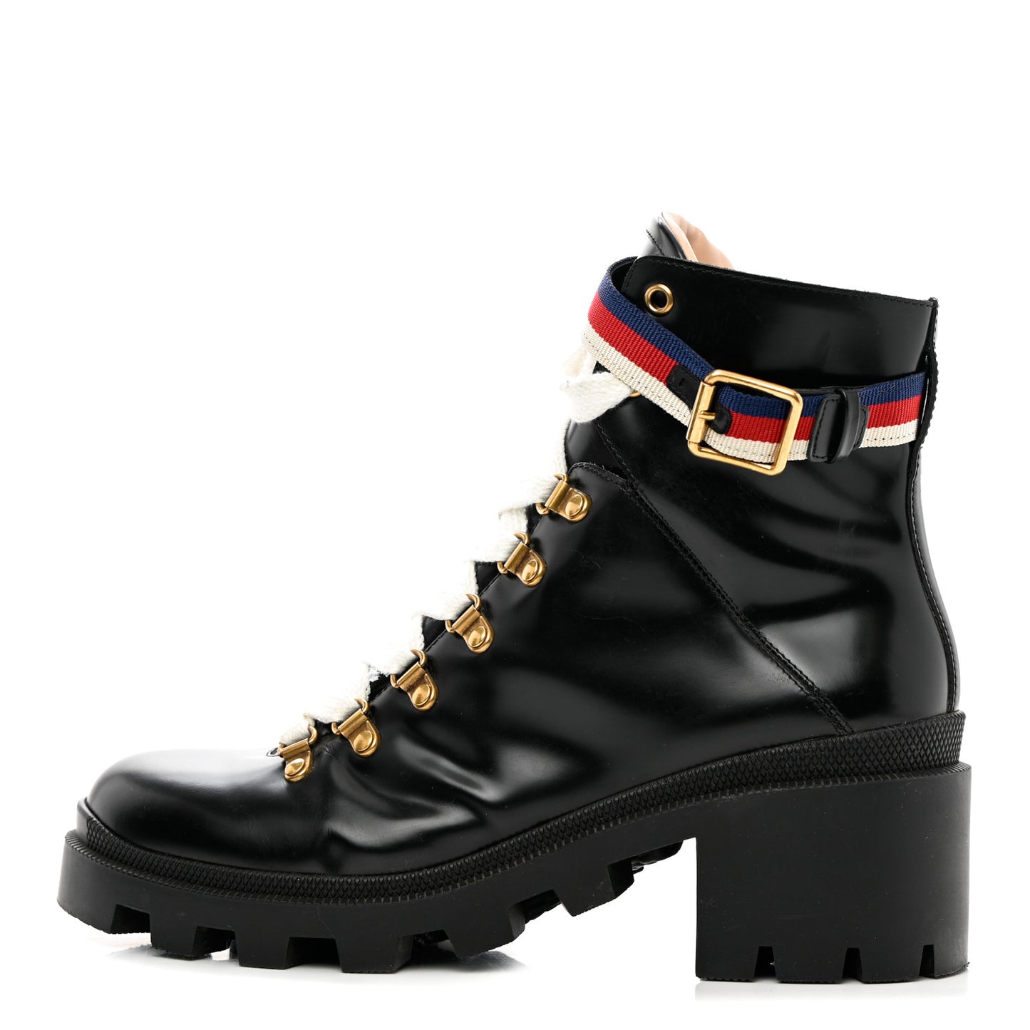 Calfskin Womens Sylvie Web Lace Up Combat Boots 40 Black