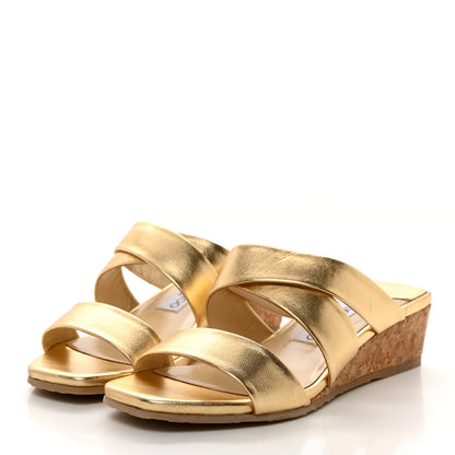Jimmy Choo Metallic Wedge Sandals 36.5 Gold 3 of 8