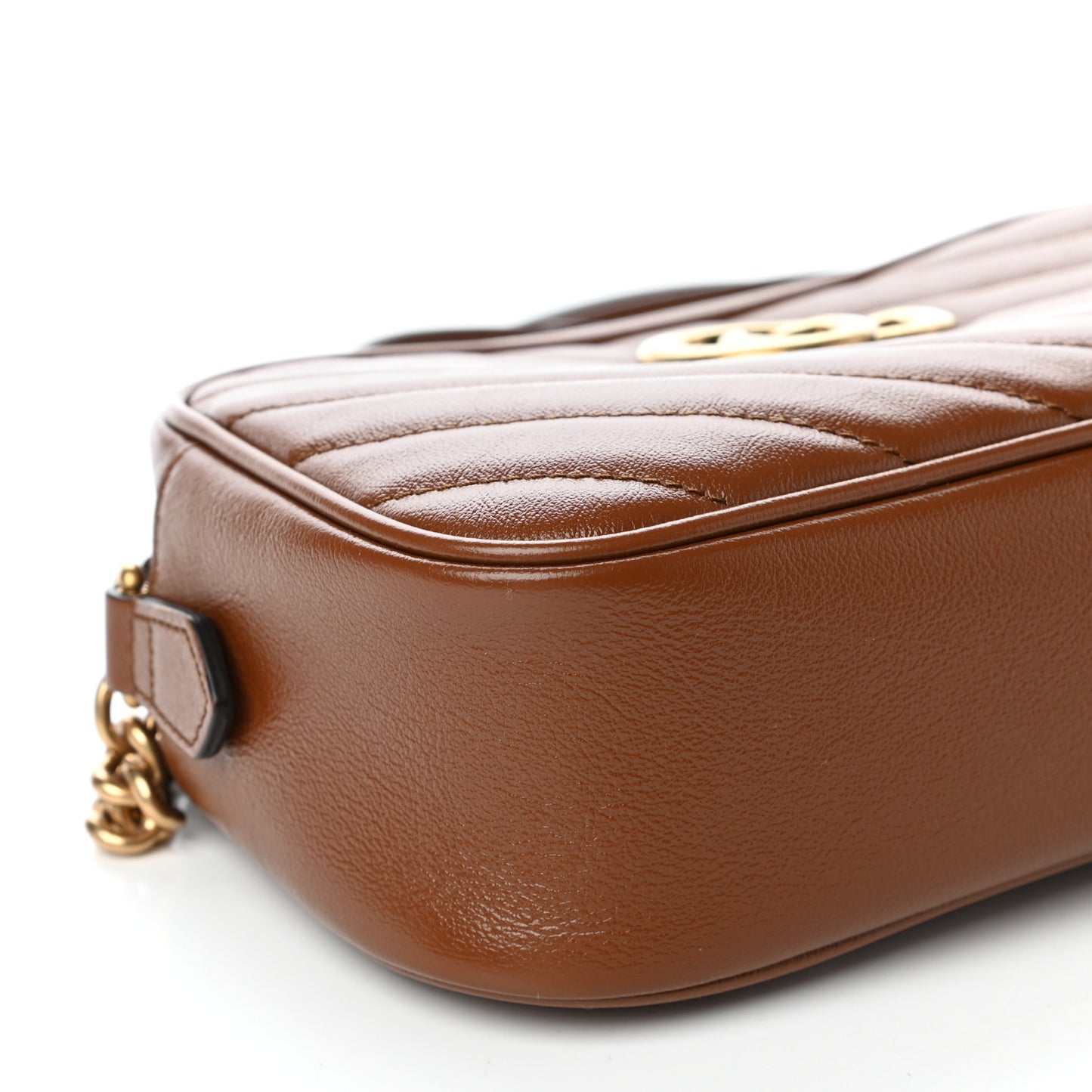 Glazed Calfskin Matelasse Diagonal Small GG Marmont Chain Shoulder Bag Cuir