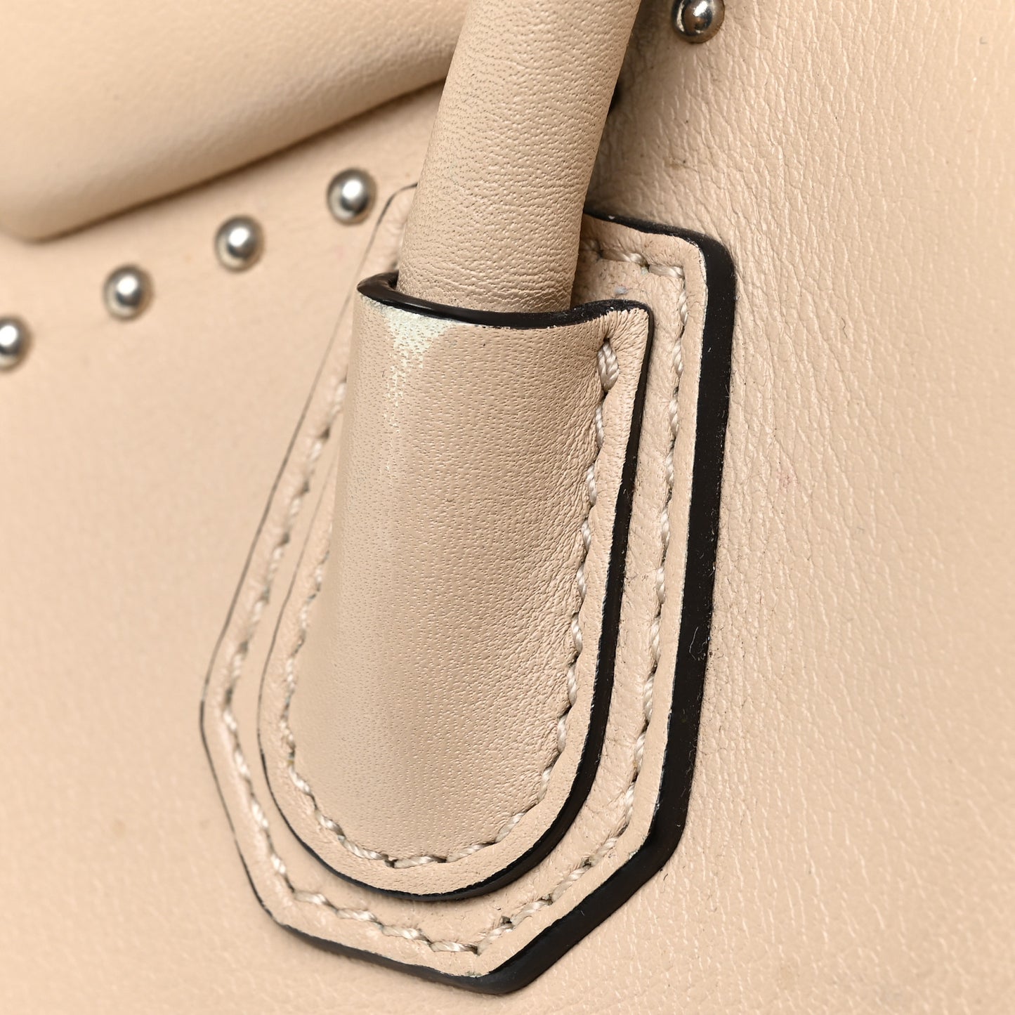 Calfskin Mini Studded Antigona Beige Buff