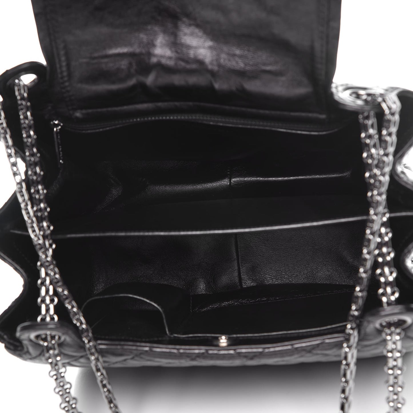Metallic Aged Calfskin Quilted Reissue 2.55 Accordion Flap Black