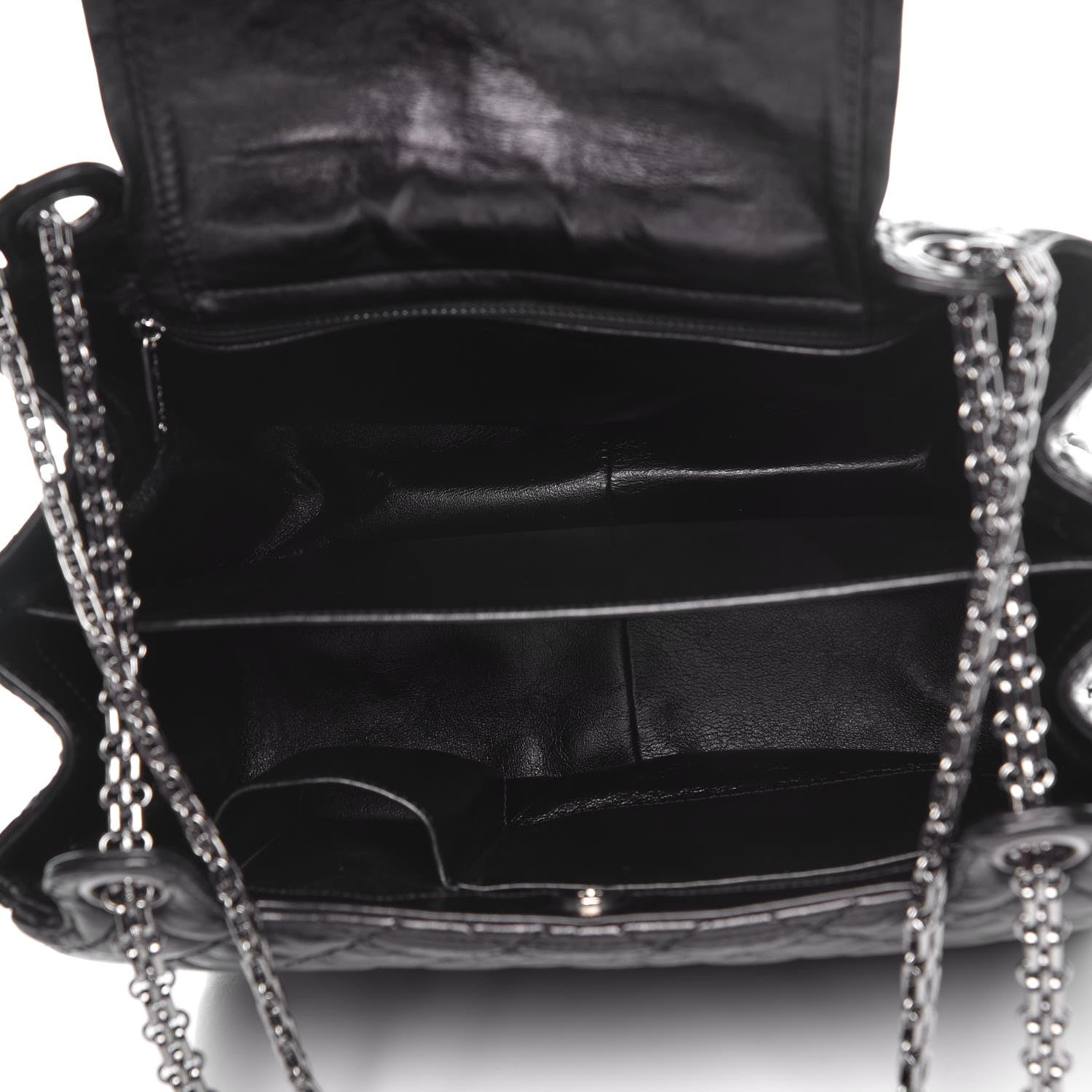 Chanel Metallic Aged Calfskin Quilted Reissue 2.55 Accordion Flap Black 6 of 8