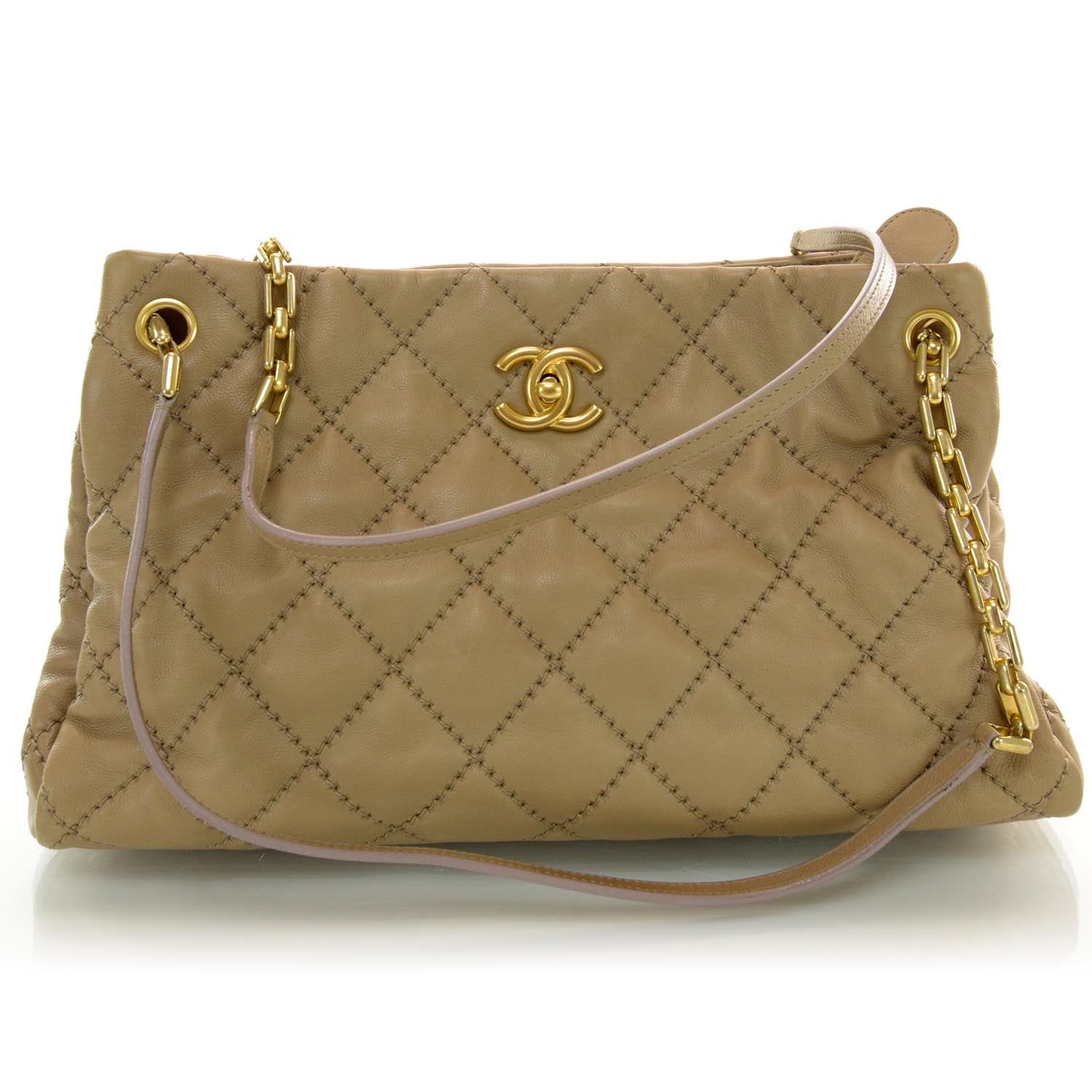 Chanel Calfskin Quilted Large Retro Chain Tote Beige 1 of 10