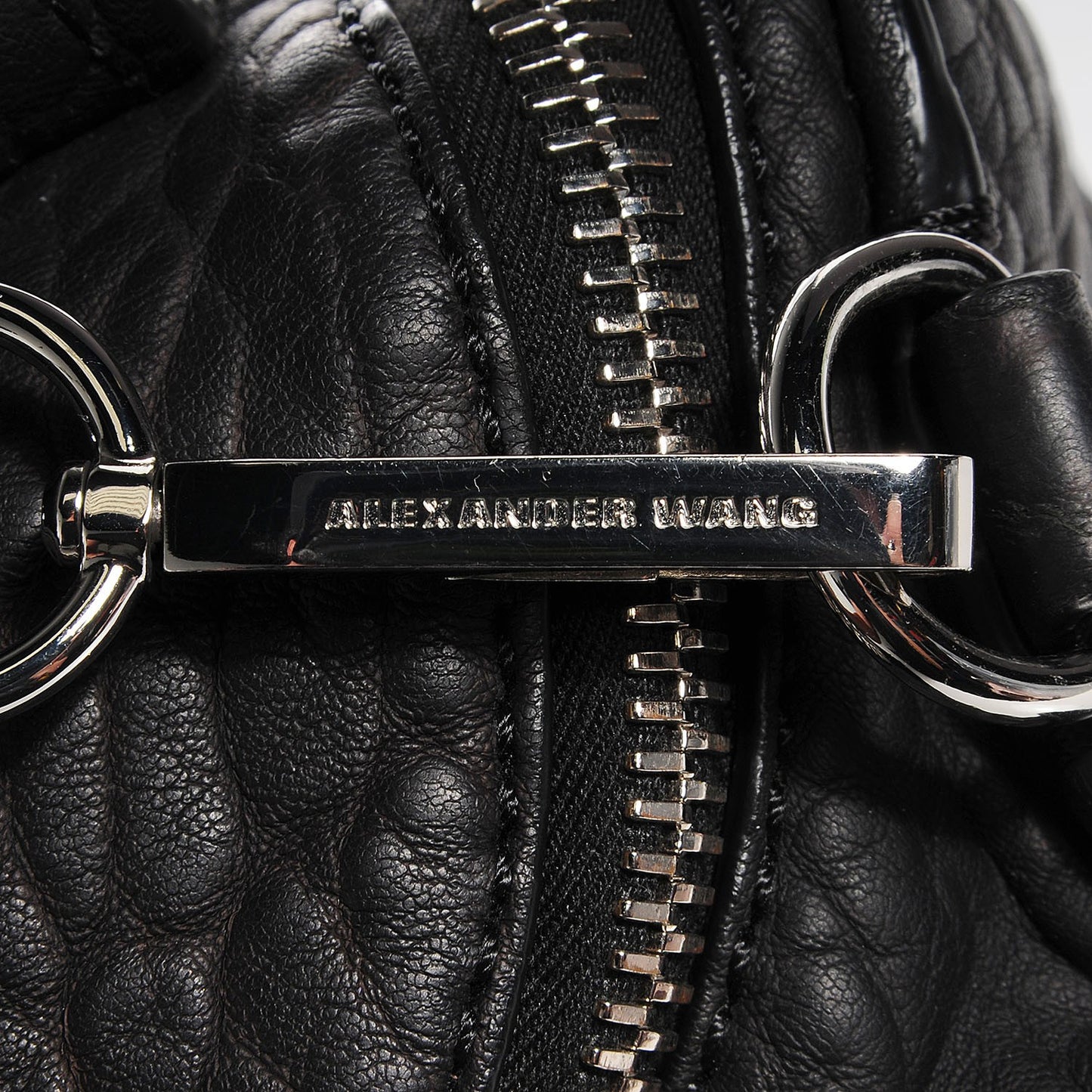 Pebbled Lambskin Inside Out Rockie Black Clear Resin Hardware