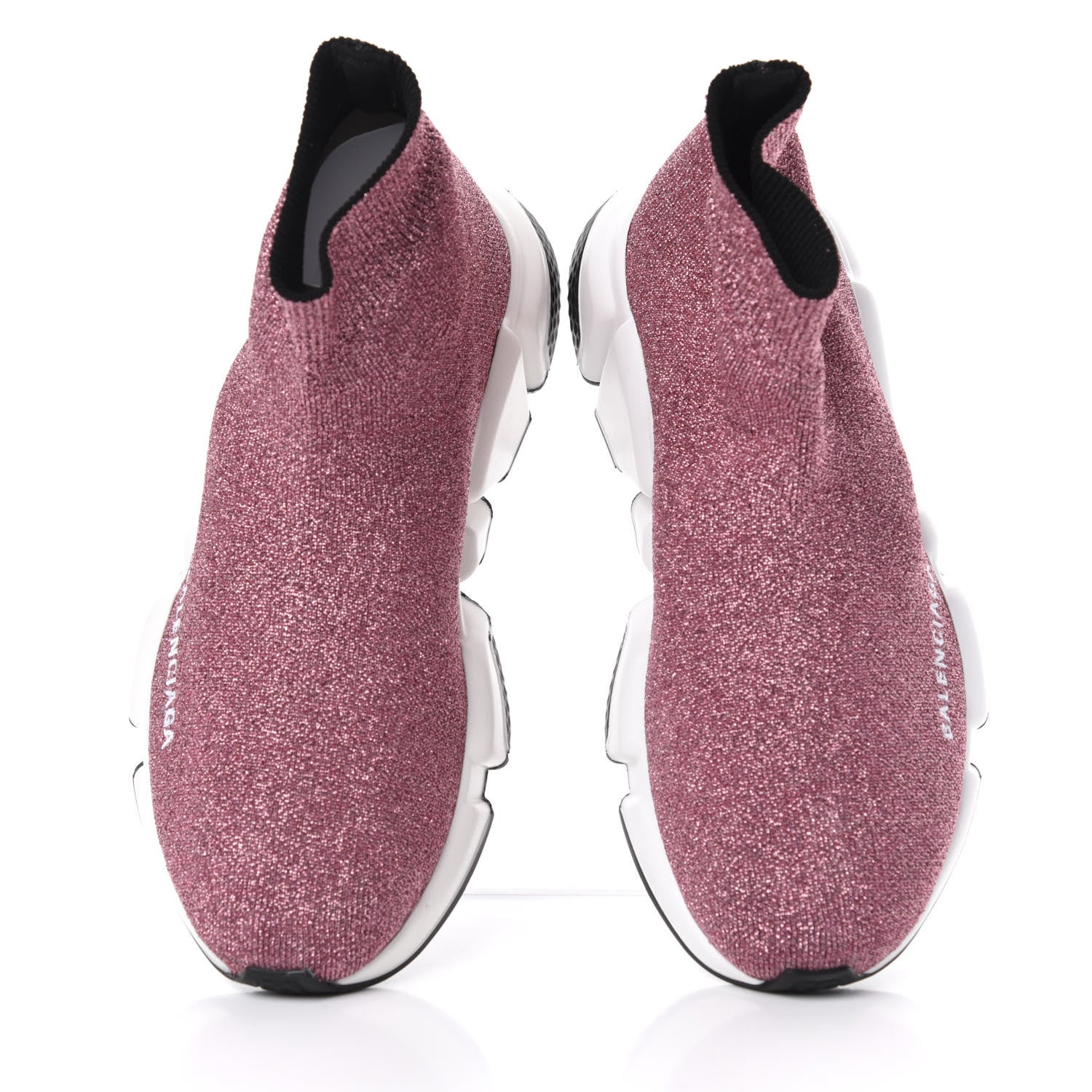 Balenciaga Laminated Knit Bi-Color Sole Womens Speed Sneakers 36 Pink White Black 5 of 11