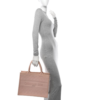 Christian Dior Canvas Embroidered Cannage Medium Book Tote Bois de Rose 2 of 15