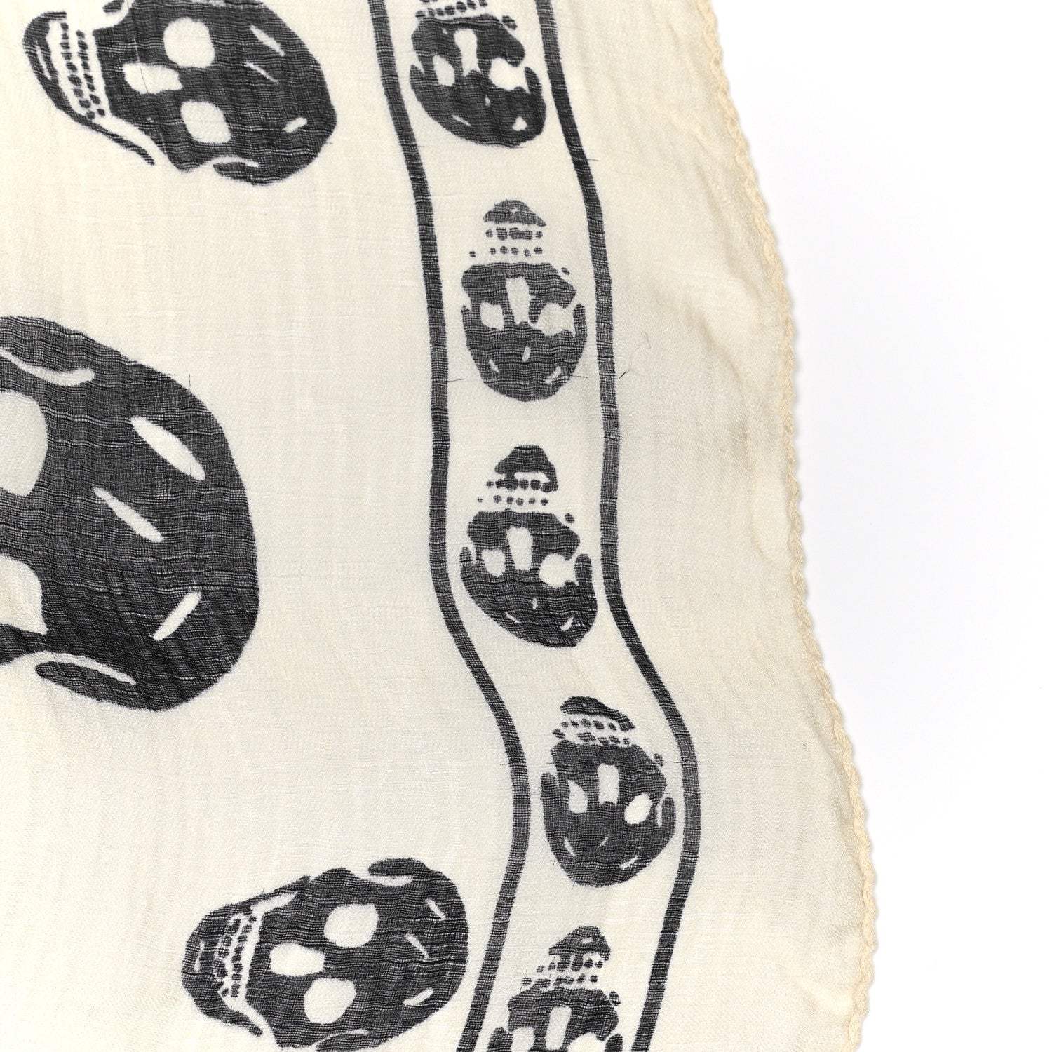 Alexander McQueen Silk Chiffon Skull Scarf Ivory Black 3 of 4