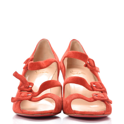 Christian Louboutin Suede Open Toe 70 Wedges 39.5 Red 2 of 7