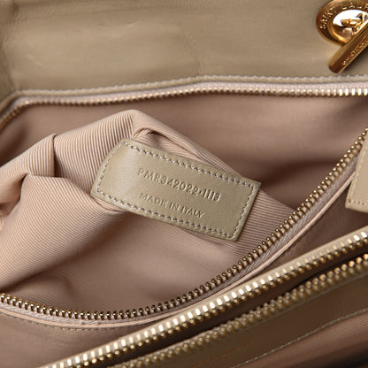 Saint Laurent Lambskin Matelasse Chevron Monogram Shopping Bag Dark Beige 7 of 13