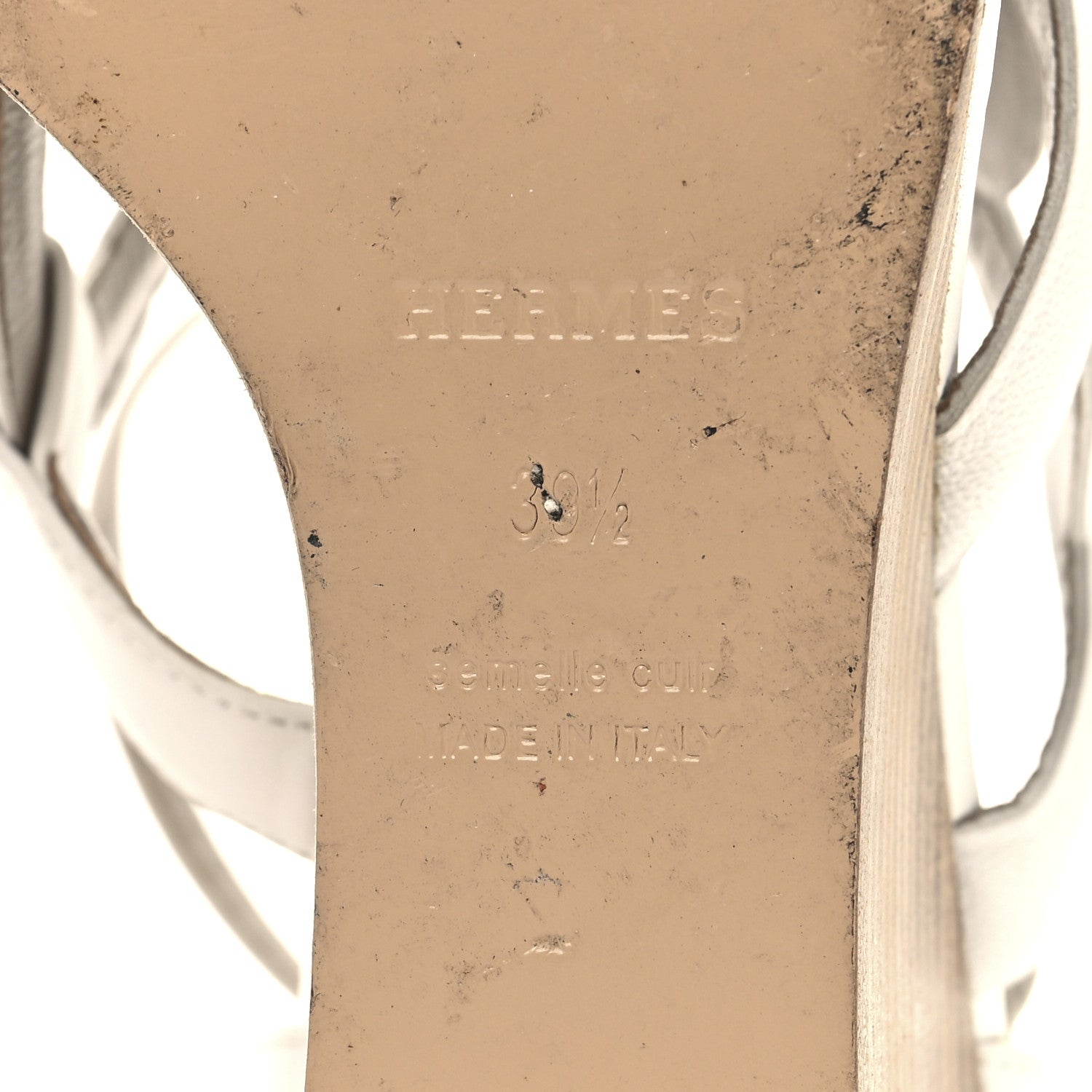 Hermes Nappa Brisbane Wedge Sandals 39.5 White 7 of 13