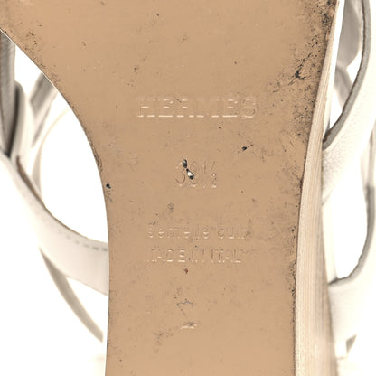 Hermes Nappa Brisbane Wedge Sandals 39.5 White 7 of 13
