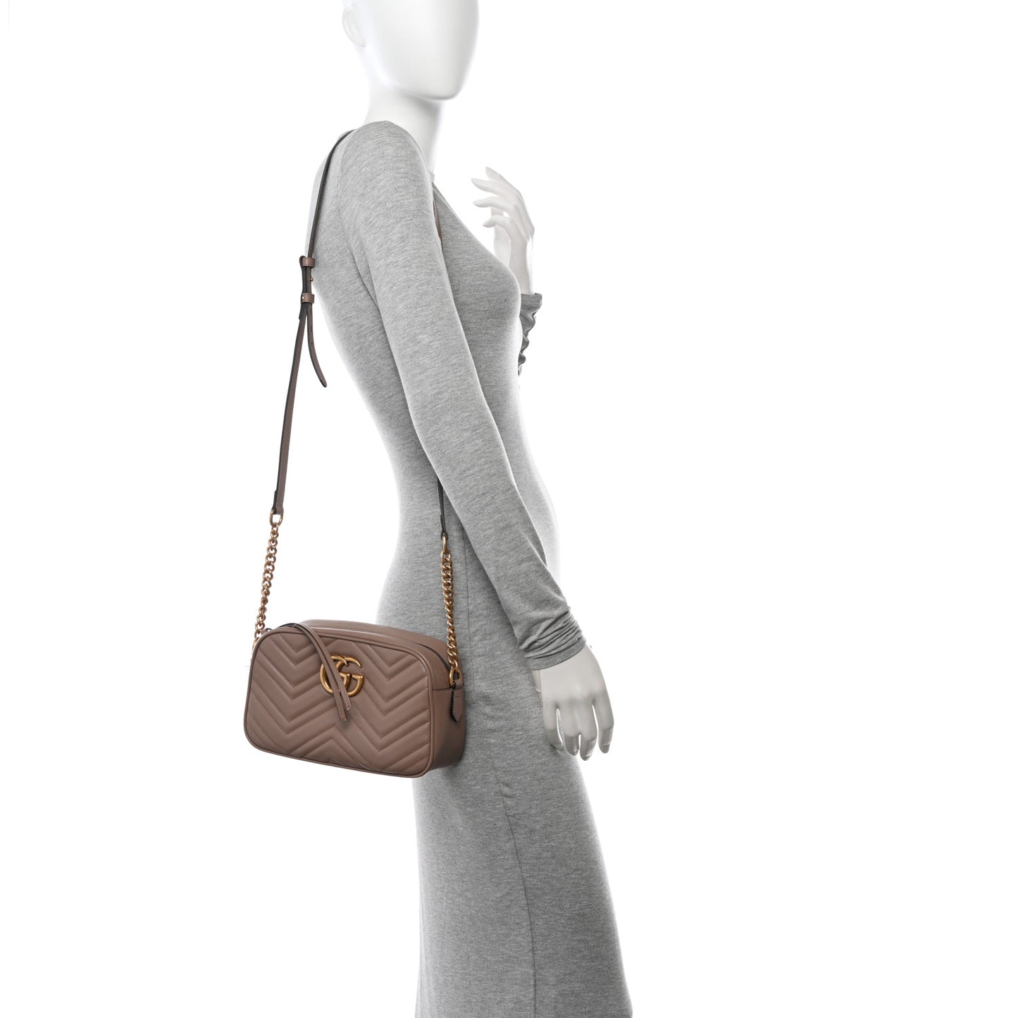 Calfskin Matelasse Small GG Marmont Chain Shoulder Bag Porcelain Rose