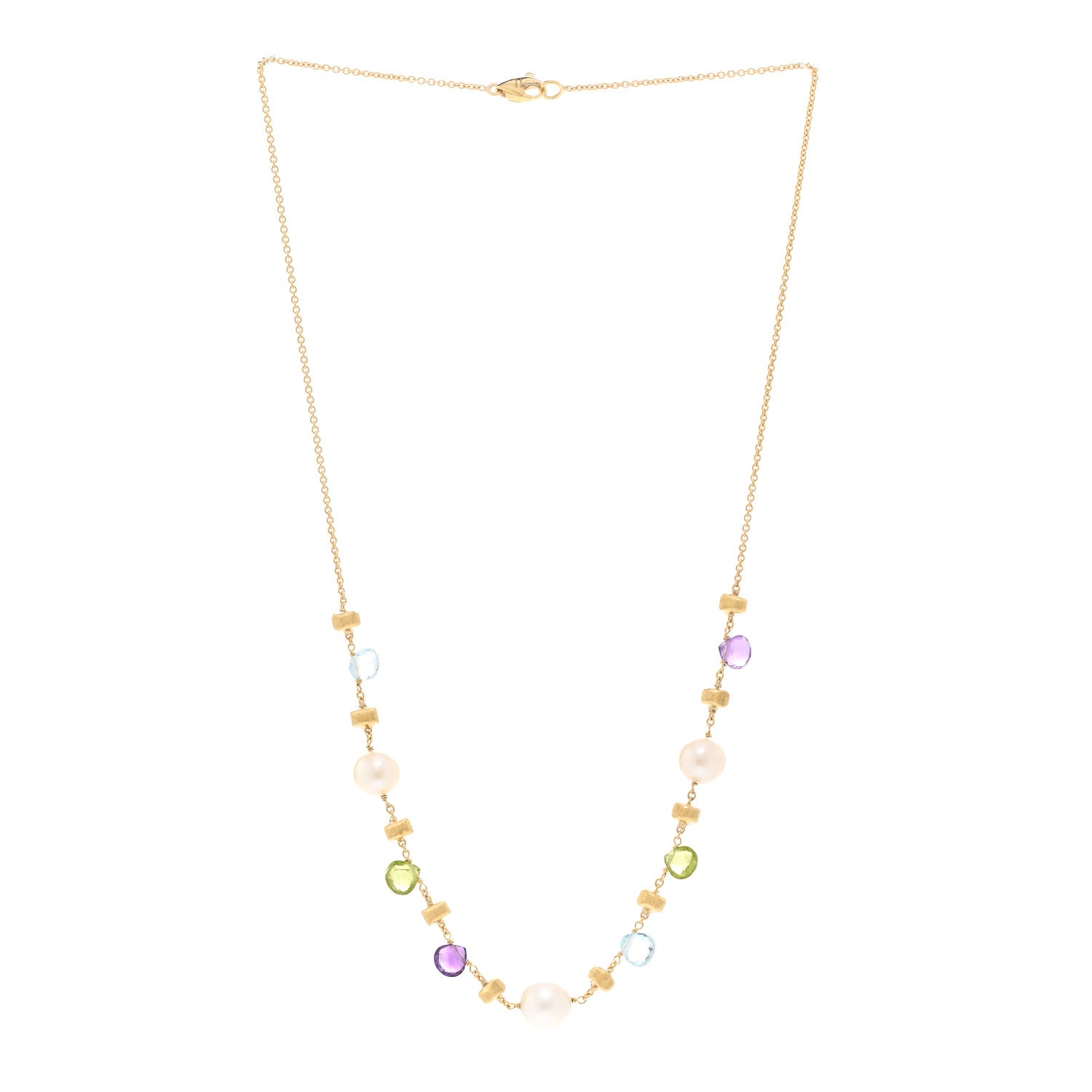 Marco Bicego 18K Yellow Gold Multi Gemstone Pearl Paradise Necklace 3 of 5