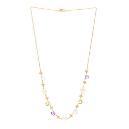 Marco Bicego 18K Yellow Gold Multi Gemstone Pearl Paradise Necklace 3 of 5