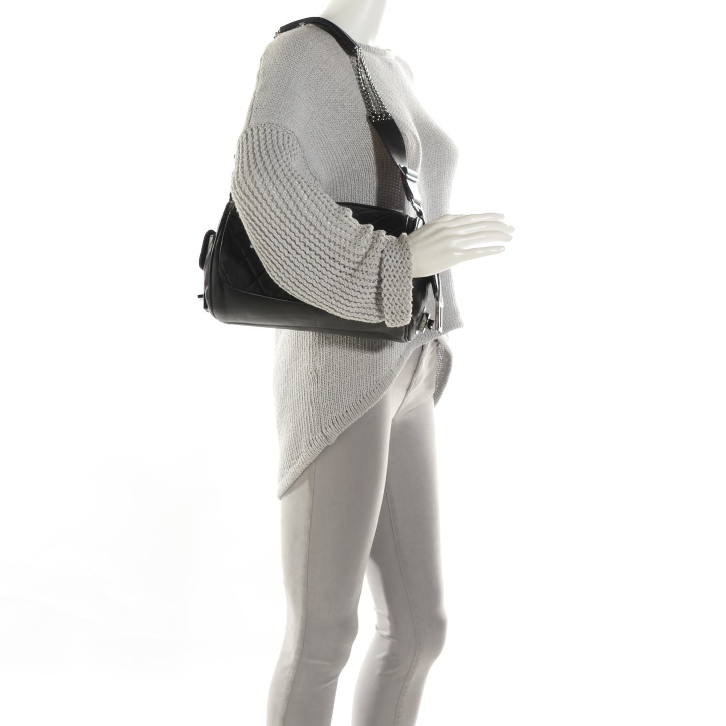 Calfskin Quilted Barrel Bag Black