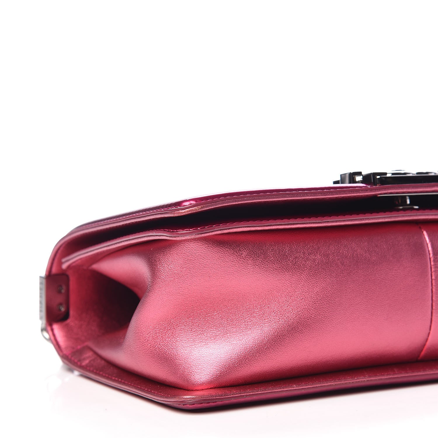 Chanel Metallic Patent Calfskin Quilted Medium Boy Flap Pink 10 of 11
